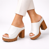 Nicolien – Sandalen Mit Offener Zehenpartie und Klobigem Absatz – Weiß