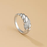 Exquisiter Croissant Ring - Leichter Luxus Damen Accessoires – Silber