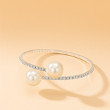 Schöne Perlenmanschette - elegantes Vintage-Hochzeitsaccessoire – Silber