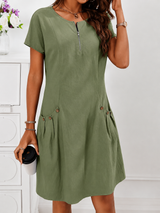 Hanna | Leinenmix-Sommerkleid – Grün