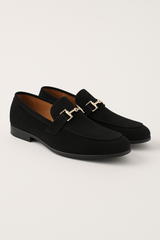 Benjamin mit Goldschnalle Wildlederloafer – Schwarz