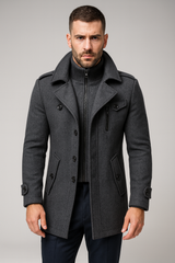 Herrenmantel | Langarm Saisonale Oberbekleidung Herbst Winter – Grau