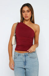 Seralina | Damen Elegant Crop Oberteil | Schick – Rot