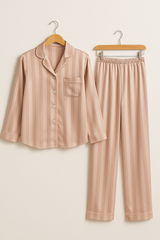 Christabel Gestreiftes Pyjama-Set – Rosa