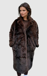 Clara | Elegante Kunstfell-Jacke für Damen Winter – Braun (wenig auf Lager)