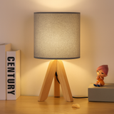 Clarest | Moderne Holzlampe mit Leinenschein – Grau