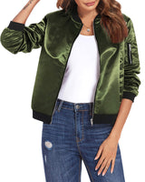 Lässige Damen Bomberjacke – leichte Übergangsjacke mit Reißverschluss – Grün