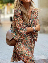 Claudia | Boho Sommer Minikleid – Dunkelbraun