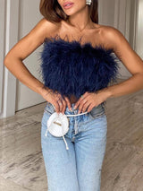Claudia | Modernes Torchless Bandeau Top – Dunkelblau