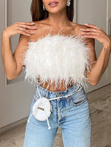 Claudia | Modernes Torchless Bandeau Top – Weiß