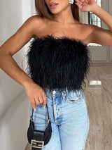 Claudia | Modernes Torchless Bandeau Top – Schwarz