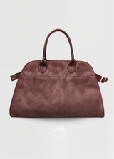 Vegane Wildleder Schultertasche Damen – Kleine Handtasche mit Magnetverschluss – Mokka