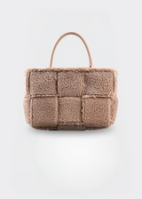 Handtasche Damen – Weiche Tasche mit Reißverschluss – Plüsch – Khaki