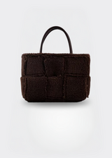 Handtasche Damen – Weiche Tasche mit Reißverschluss – Plüsch – Kaffee