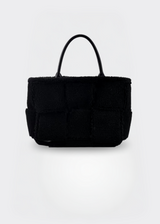 Handtasche Damen – Weiche Tasche mit Reißverschluss – Plüsch – Schwarz