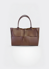 Handtasche Damen – Echt Leder Tasche – Geflochten Design – Braun