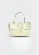 Handtasche Damen – Echt Leder Tasche – Geflochten Design – Weiß