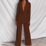 Dinah - Elegantes Blazer- und Hosenset – Kaffee