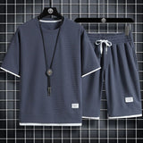 Cole | Waffelstrick Freizeit- & Sportset – Grau-Blau