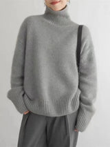 Karley | Weicher Rollkragenpullover aus Strick – Grau
