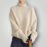 Damen Rollkragenpullover | Weicher, lässiger Pullover für Winter – Beige