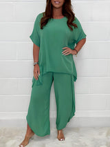 Damen Oberteil und Hose Zweiteiler Set – Grün