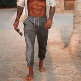 Elegantes Leinenhose Herren Kordelzug – Grau