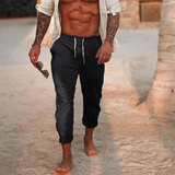 Elegantes Leinenhose Herren Kordelzug – Schwarz
