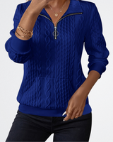 Celeste - Weicher Strick Zip-Pullover – Blau
