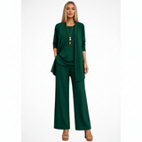 Wanda | Damen Elegantes 3-Teiliges Kleiderset – Koordiniertes Kleid Set Formal 2026 – Dunkelgrün