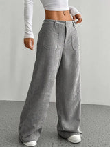 Luisa | Trendige Hoch Taillierte Cordhose – Grau