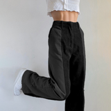 Lauren | Casual Stylish Hoch Taillierte Cordhose – Schwarz