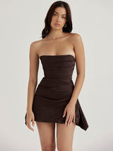 Evangeline - Korsett-Röhren-Minikleid – Schokolade