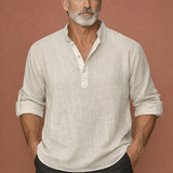 Lässiges Herren Henley-Shirt mit Knopfleiste für Herren | Tijn – Creme