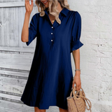 Cameron | Elegantes Rüschenkleid – Marineblau