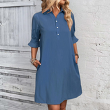 Cameron | Elegantes Rüschenkleid – Blau