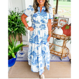 Eliza | Klassisches Maxikleid – Blau