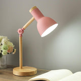 Skandinavische Tischlampe – Minimalistisches Design mit Holzdetails – Rosa