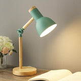 Skandinavische Tischlampe – Minimalistisches Design mit Holzdetails – Grün