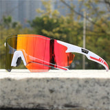 FlashLens – Sonnenbrille Mit Einem Schild Und Spiegelglas – Weißer Sonnenuntergang