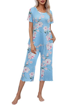 Rashini - Lässiger Pyjama Mit Drucken – Hellblau