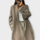 Sophie | Langer Strick-Cardigan – Khaki