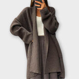 Sophie | Langer Strick-Cardigan – Kaffee