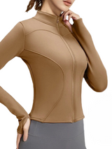 Lexaria | Warmes Fleece Laufjacke Damen Winter Slim Fit – Beige