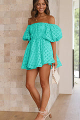 Evie - Mini Kleid mit Puffärmeln – TÜRKIS