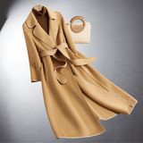 Handgefertigter Premium Damen Kaschmirmantel – Kamelbeige