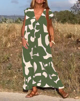 Sarinya - Bedrucktes Kleid Mit V-Ausschnitt – Grün