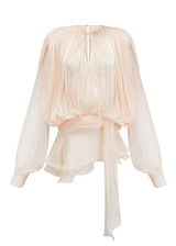 Rosella - Plissiertes Minikleid mit Rüschen – Champagner