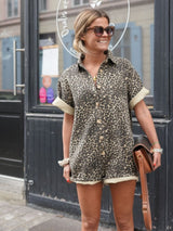 Bedruckter kurzer Jumpsuit – Leopard
