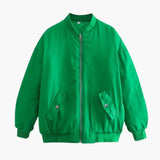 Damen Bomberjacke mit Reißverschluss und Fronttaschen – Grün